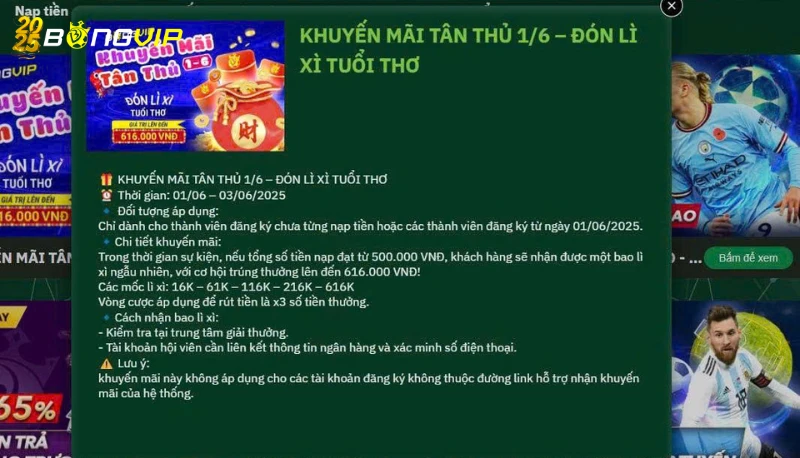 khuyến mãi tân thủ Đối tượng áp dụng khuyến mãi tân thủ